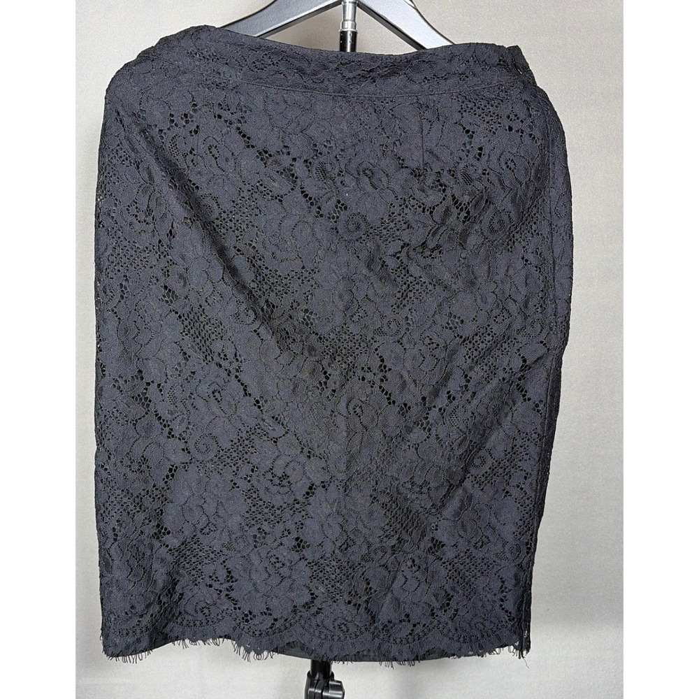 CeCe by Cynthia Steffe Black Floral Lace Pencil Skirt Size 2 Eyelash Hem 7065406
